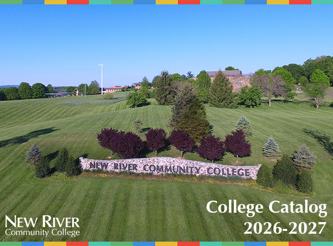 Aerial view of campus with the words College Catalog 2026-2027